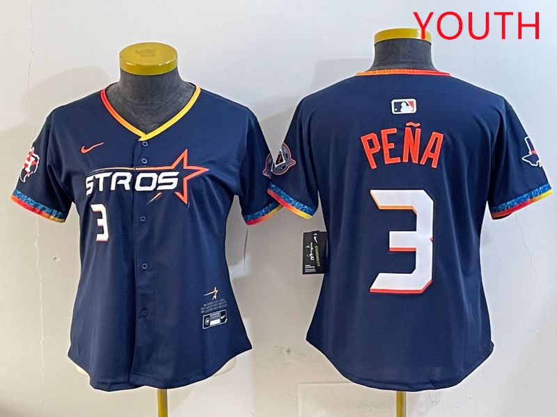Youth Houston Astros 3 Pena Drak Blue Fourth generation Joint Name 2025 Nike MLB Jersey style 6